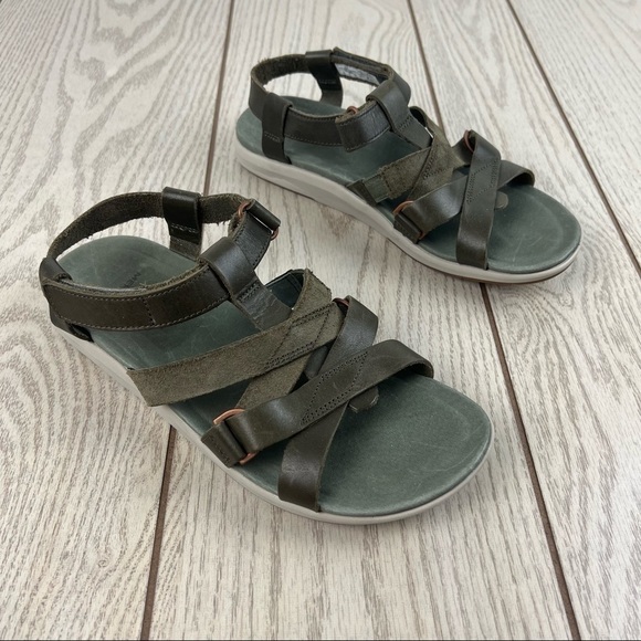Merrell Kalari Shaw Adjustable Strap Leather Sandal Shoes US8 Olive Green - Picture 1 of 10